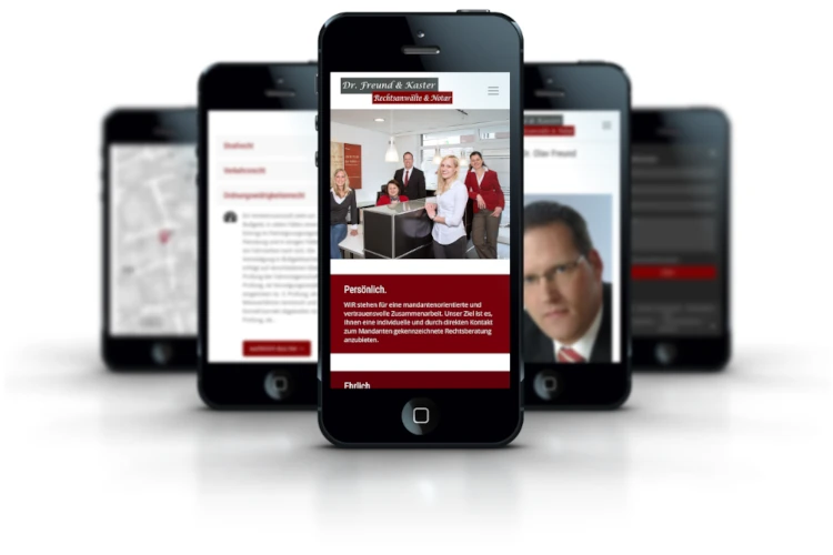 Screenshots Website Kanzlei Dr. Freund & Kaster mobile Ansicht