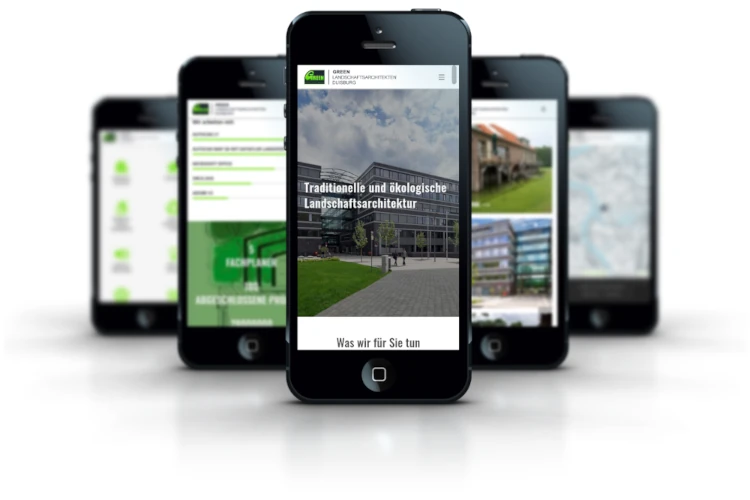 Screenshots Website GREEN Landschaftsarchitekten PartGmbB mobile Ansicht