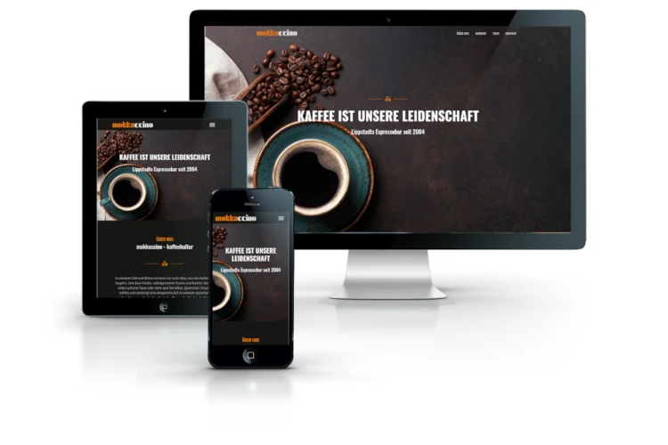 Screenshots Website mokkaccino kaffekultur verschiedene Displays