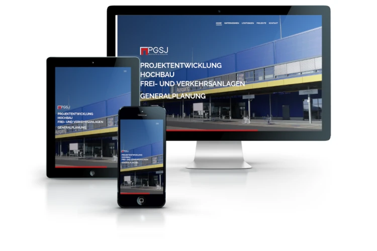 Screenshots Website PGSJ Planungsgesellschaft mbH verschiedene Displays