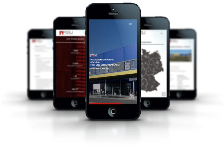 Screenshots Website PGSJ Planungsgesellschaft mbH mobile Ansicht