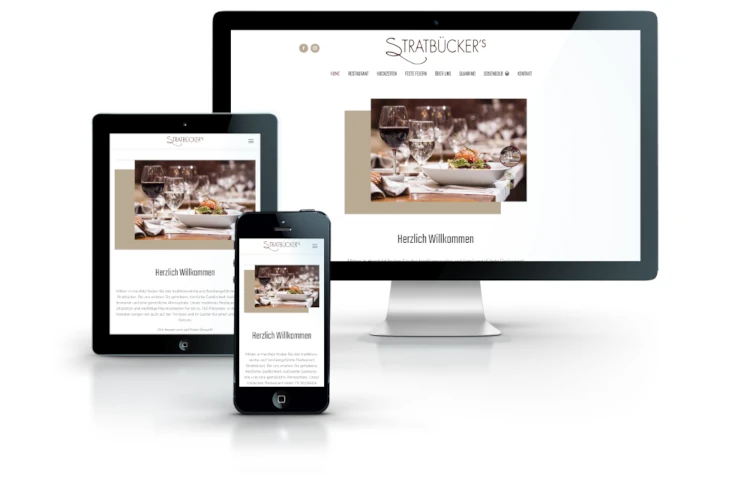 Screenshots Website Stratbücker`s Gasthaus | Restaurant verschiedene Displays