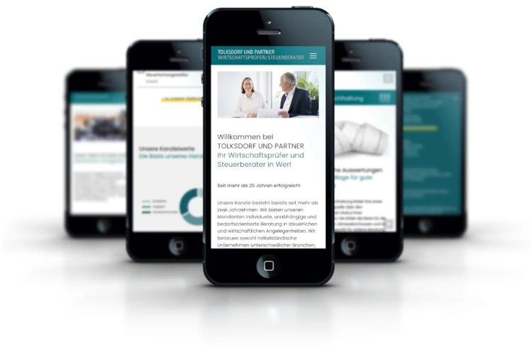 Screenshots Website Tolksdorf und Partner mobile Ansicht