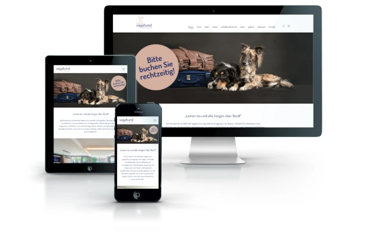 Screenshots Website Vagabund Das Hundehotel GmbH verschiedene Displays