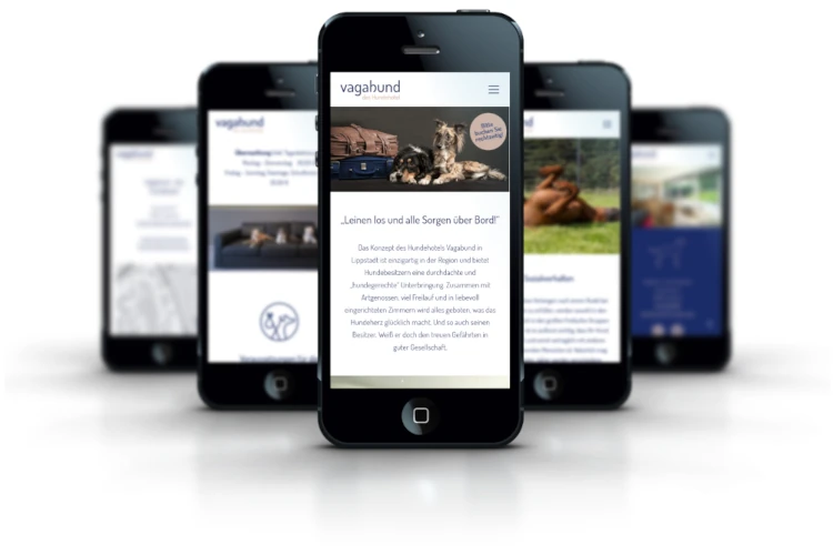 Screenshots Website Vagabund Das Hundehotel GmbH mobile Ansicht